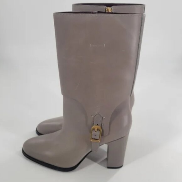 Franco Sarto Wyatt Mid Calf Leather Boot Gray New Size 9 - Picture 2 of 9